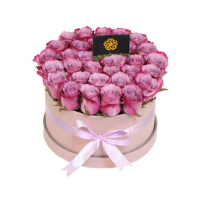 Purple Roses Round Box