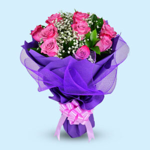 10 Purple Roses Bouquet